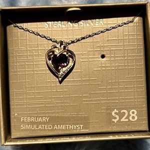 Amethyst Sterling silver heart necklace